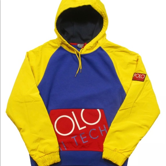 blue and yellow ralph lauren hoodie